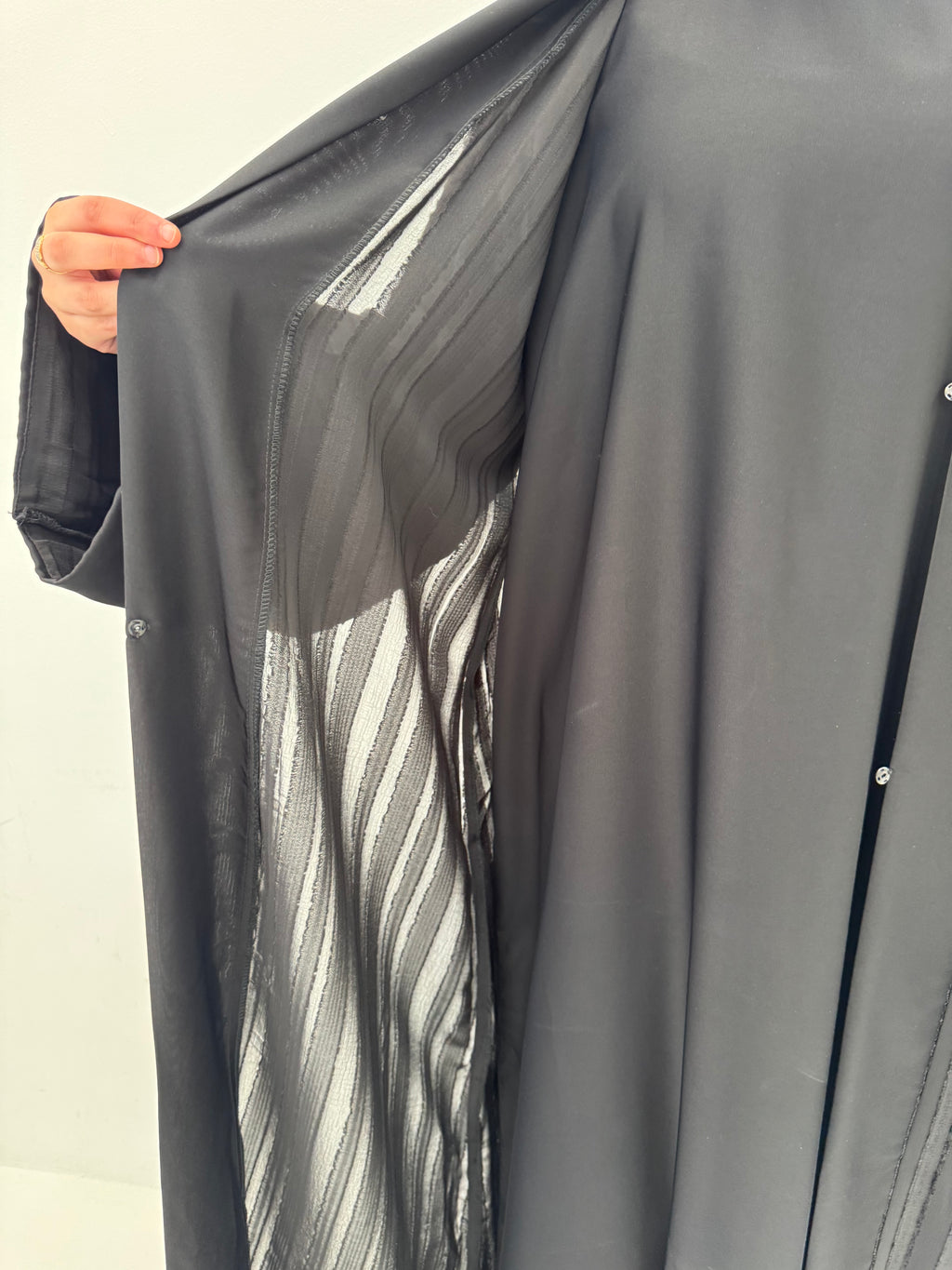 Striped sheer 4 piece abaya set