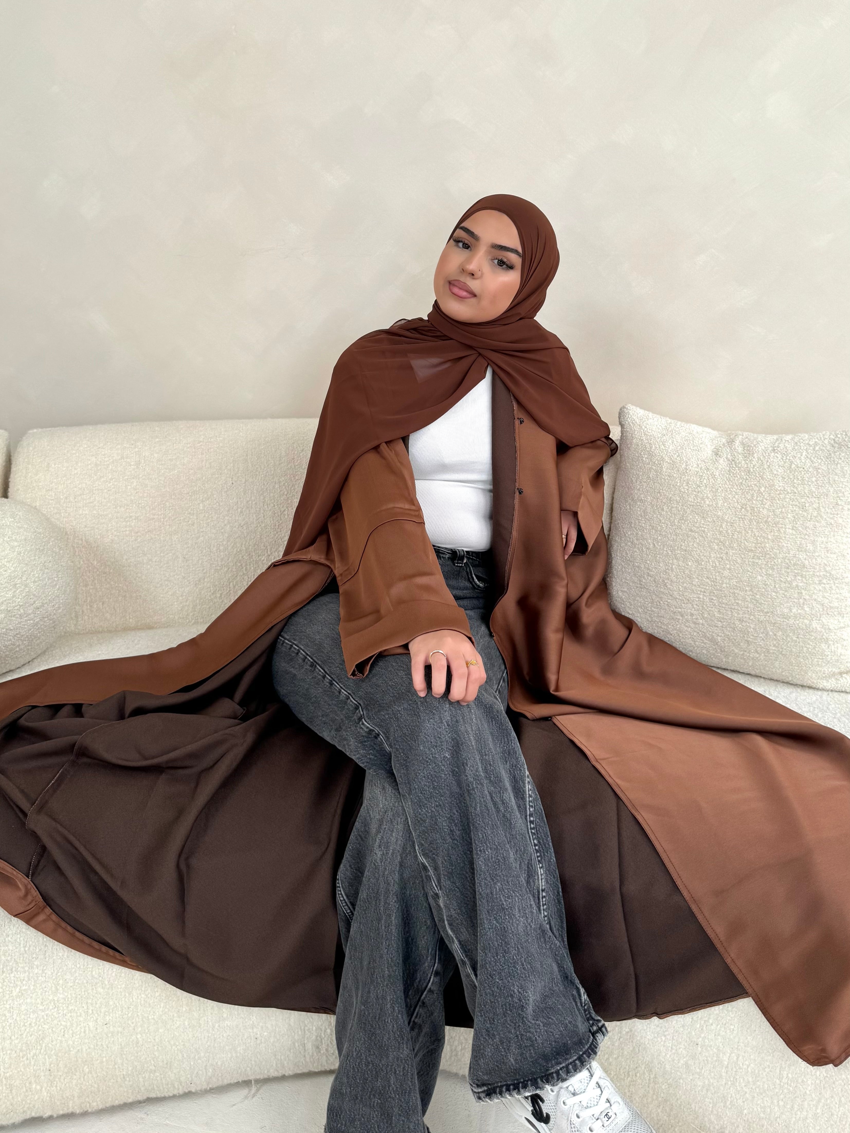 2 Tone Chocolate Abaya Set