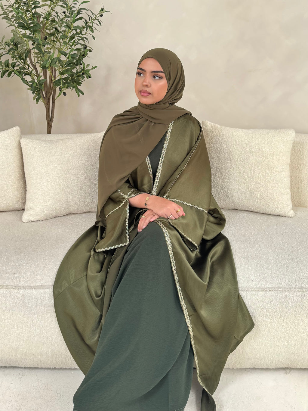 Olive Green Abaya Set