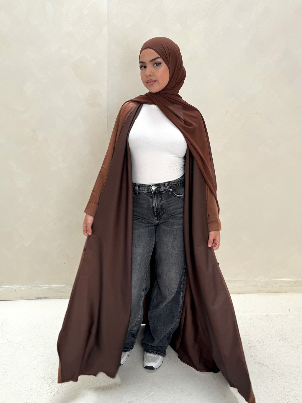 2 Tone Chocolate Abaya Set