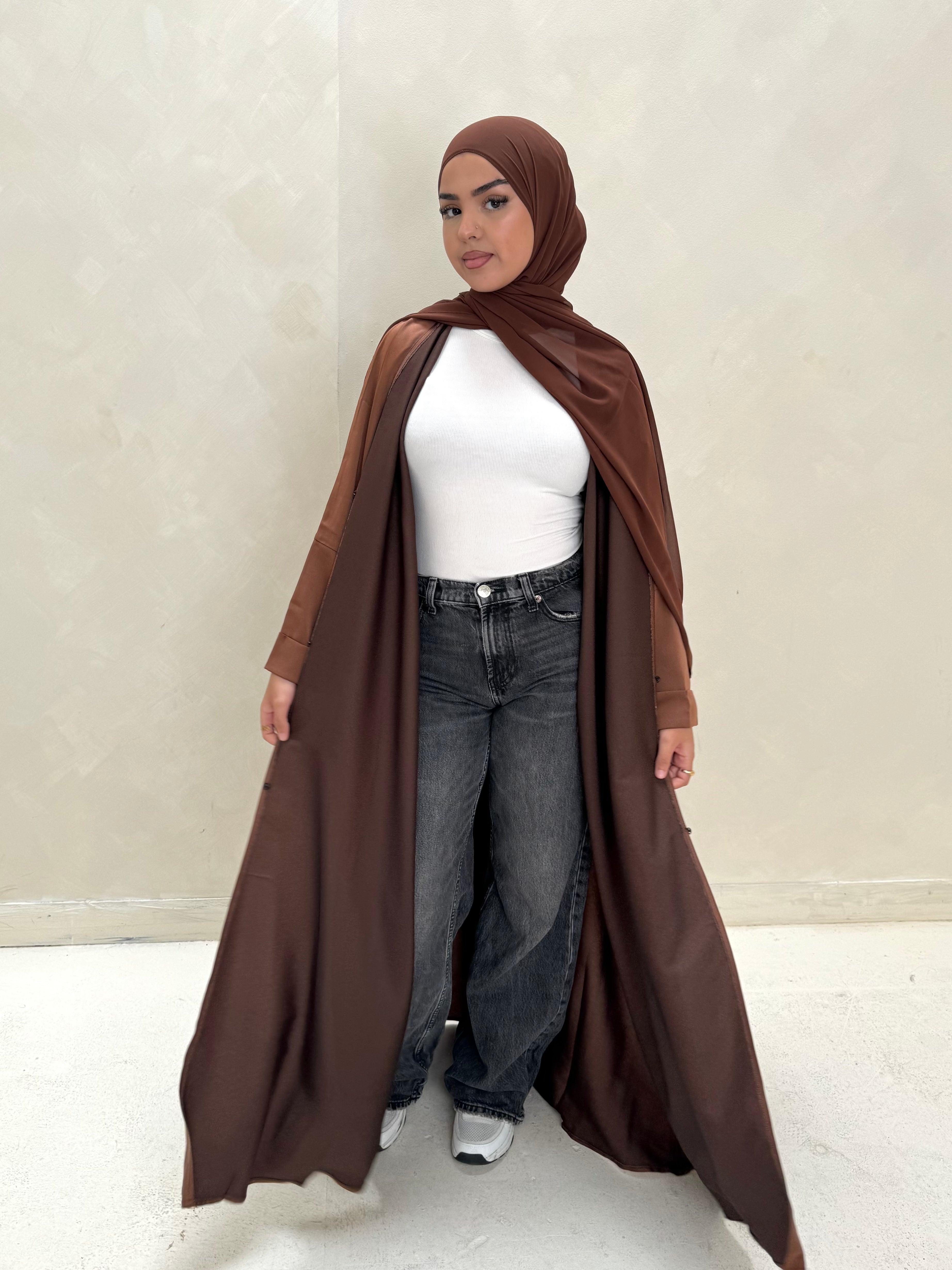 2 Tone Chocolate Abaya Set