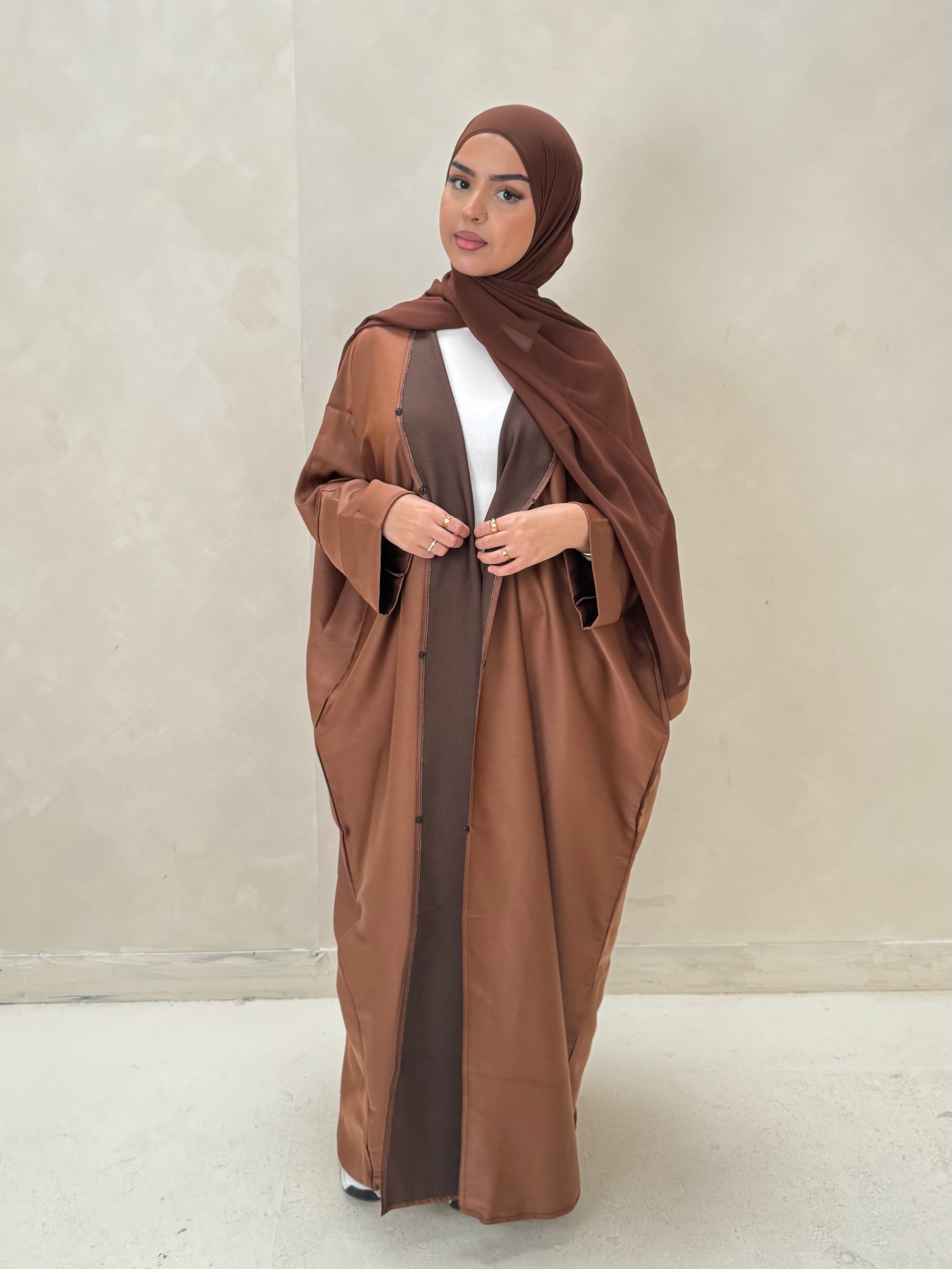 2 Tone Chocolate Abaya Set